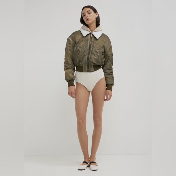 ZARA ~ DISTRESSED EFFECT NYLON BOMBER Jacket - Picture 15 of 17